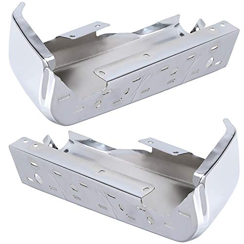 Ecotric Rear Bumper Ends Caps Cover Compatible With 2015-2020 Ford F150 Replacement For Fo1102380 W/O Park Sensor Holes Chrome Steel Left & Right #TOP2