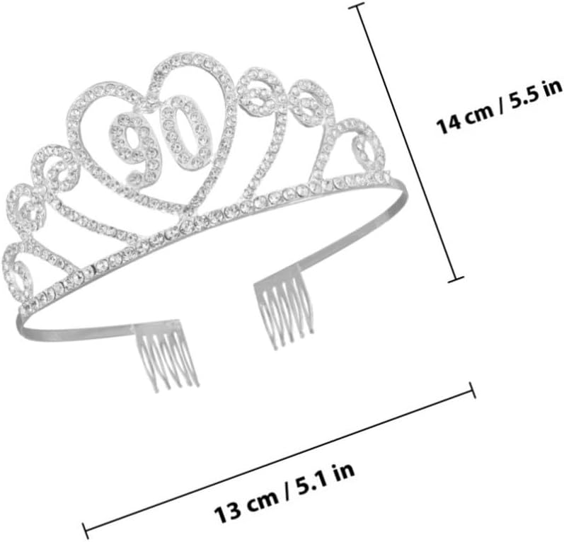 Silver Alloy Rhinestone Number Crown for 90th Birthday Party image 2