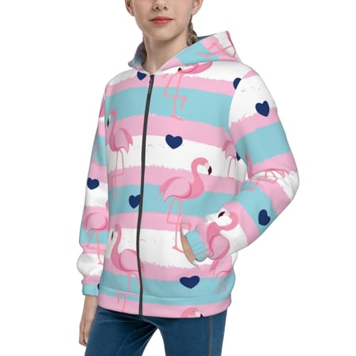 Flamingo1 Kids Pullover Hoodies Boys Zip Up Sweatshirts Girls Athletic Clothes with Pocket