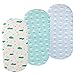 Bassinet Sheet Set 3 Pack 100% Jersey Cotton Super Soft for Baby Boy Girl, Fitted Sheet for Oval, Rectangle or Hourglass Bassinet Mattress, Cloud and Raindrop Print, White Blue and Green