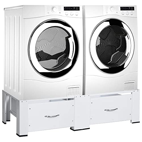 image for CHARMMA Double washing machine stand,laundry pedestal for washer and d