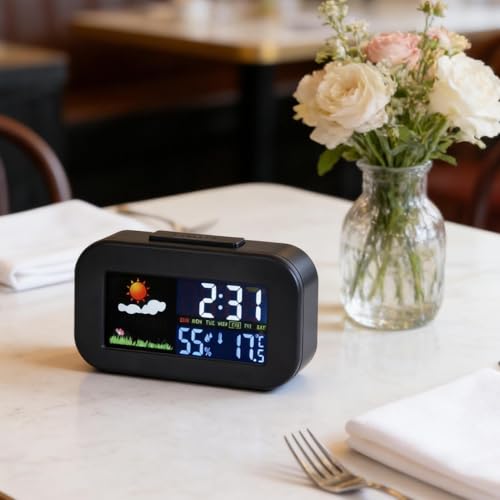 Temporizadores para cocinar, monitoreo del clima, suministros inteligentes multifuncionales para el hogar, reloj despertador para niños, para dormitorio, viajes, mesita de noche, cumpleaños, noche - imagen 3