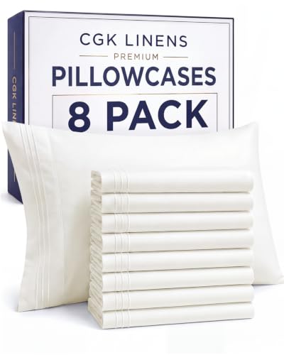 King Standard Pillow Cases Set of 8 - Pillowcase Covers - Antique White