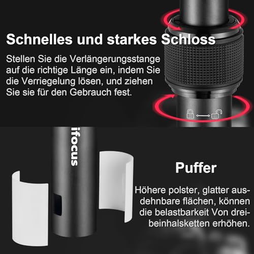 Stativverlängerung, 2 Abschnitts-Mittelsäulen, 23,4\ Aluminiumlegierung Stativverlängerungsrohr Teleskopstange mit 1/4\ 3/8\ Schraube, kompatibel mit Stativ/Gimbal/Kamera, maximale Belastung 33lb