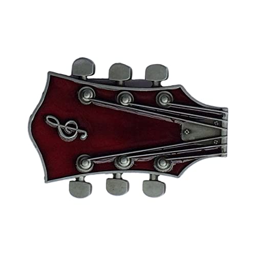 WBANGIAO Vintage Metal Guitar Shape Belt Buckle Delicate Belt Buckle Waistband Accessories Western Cowboy Rock Style, Red