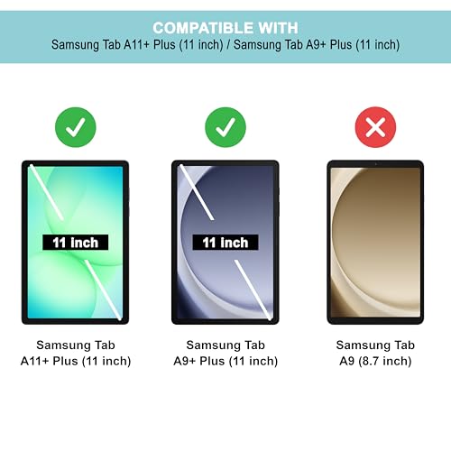 Image of CEDO Tri-Fold for Samsung Tab A11+ Plus (11 in) Smart Case Flip Cover with Multi Viewing Angles Stand | Leather Finish | Heat Dissipation | TPU Backcover (Black)