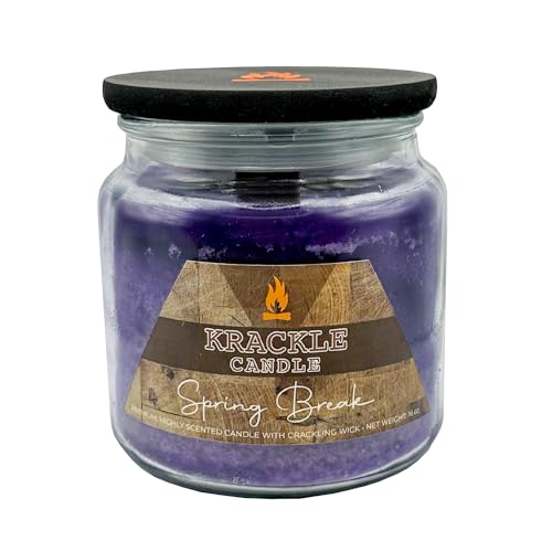 Image of Krackle Candle | Spring Break | 16 oz Scented Candle with Natural Crackling Wooden Wick | Poured in the USA | Nectarine, Apricot & Blood Orange Fragrance