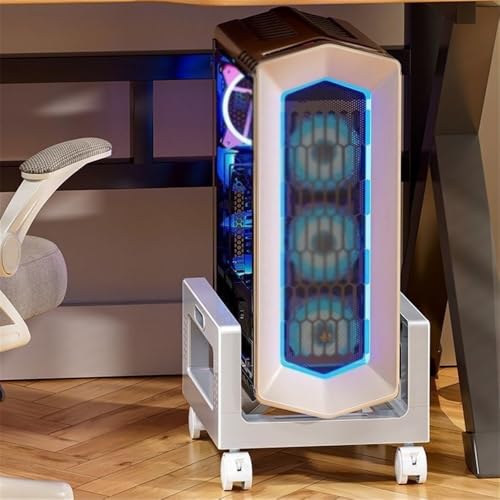 Soporte para torre de PC, soporte móvil para CPU con ruedas giratorias, para suelo o alfombra, blanco miniatura 6
