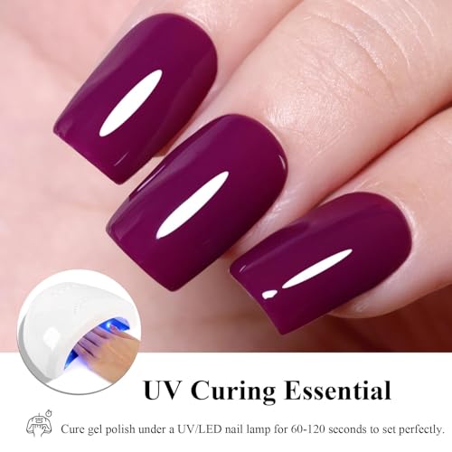 Firedeep 10ml Hema Free Purple Gel Nail Polish Purple Berry Color Gel Polish Soak Off UV LED Cured Manicure Gift for Art DIY and Salon for Women - Image 3