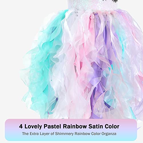 Netbros 3-4Y Rainbow Unicorn Costume For Girls With Double Layer Organza Willows Unicorn Halloween Costume For Easter, Birthday, Dance Party Dresses #TOP2