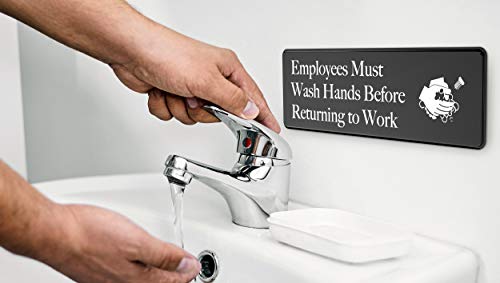 Image of ASSURED SIGNS Employees Must Wash Hands Before Returning To Work Sign | 3 Pack, 9 inch x 3 inch, Premium Acrylic, Food Safety Essential, Health Code Compliance, Multi Surface Application