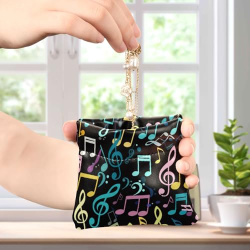 Musical Notes Pattern Coin Purse Leather Pouch Change Purse, Squeeze Coin Pouch for Cards, Keys & Lipsticks, Unisex4