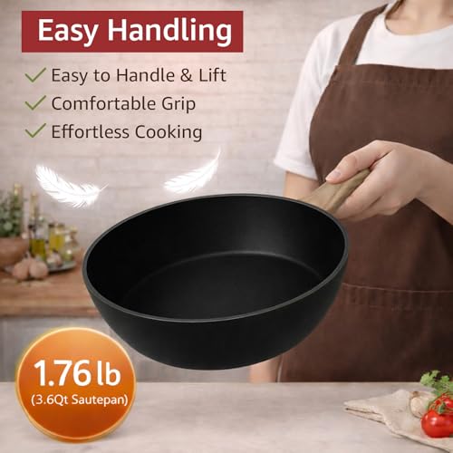 Image of Bazova 23-Piece Pots and Pans Set Non Stick,Titanium Ceramic Cookware Set Non Toxic,Long-Lasting,PFAS Free,Induction Compatible,Complete Kitchen Set with 3 Frying Pans for All Cooking needs