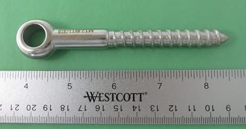 Image of US STAINLESS 2 Pieces Stainless Steel 316 M12 Lag Screw Eye Bolt Forged 12mm x 100mm Marine Grade