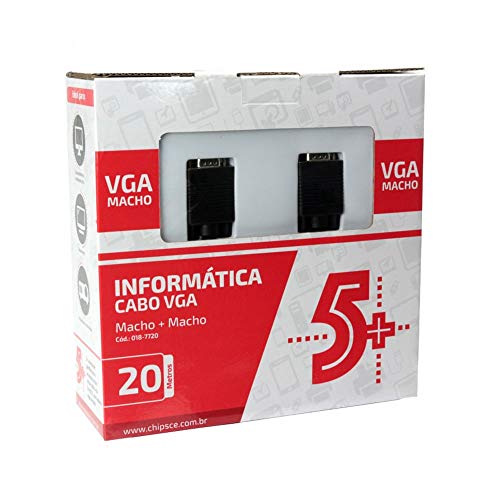 Cabo Vga Info - Vga Macho + Vga Macho - com Filtro - Preto - 20M