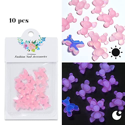 60 Pcs Gummy Bear Nail Charms For Acrylic Nails Glow In The Dark Nails Art Supplies Cute 3D Bear Charms For Nail Designs Kawaii Nail Art Charms Nail Gems Rhinestones Jewels For Nail Decorations #TOP3