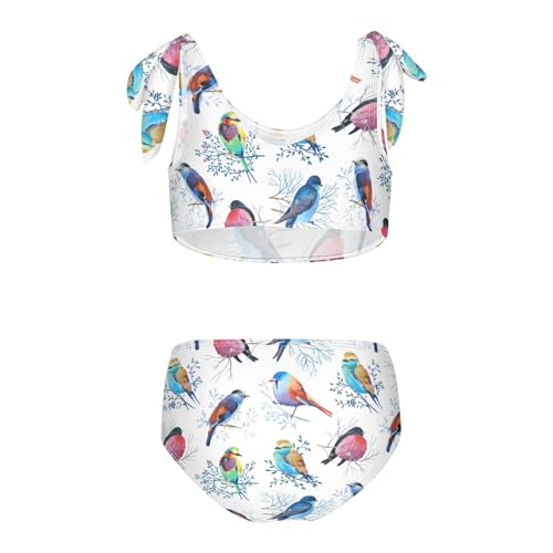 Wusikd Bright Birds Girls Swimsuits Two Piece Blue Swimwear Bikini Set for for Girls Size 7-8T2