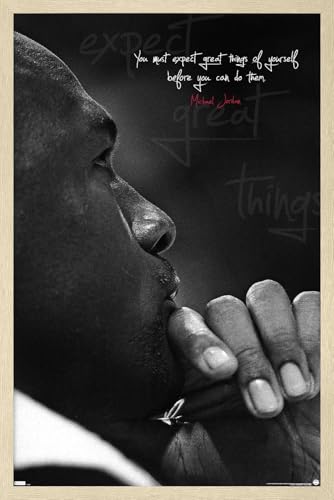 Trends International Michael Jordan - Expect Great Things Wall Poster, 22.4L x 14.7W, Blonde Framed Version
