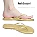 INMINPIN Flat Flip Flops with Arch Support for Women - Memory Foam Flats Summer Sandals 2025 - Ultra Comfort Vegan Leather Thong Sandals Summer Beach Slide,Champagne Gold,10 Women