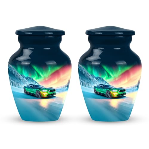 Image of Car Urn Decorative Urn for Human Ashes 3 Inch 2 Qty | Little Urns for Adult Ashes Burial Decorative for Mom & Dad