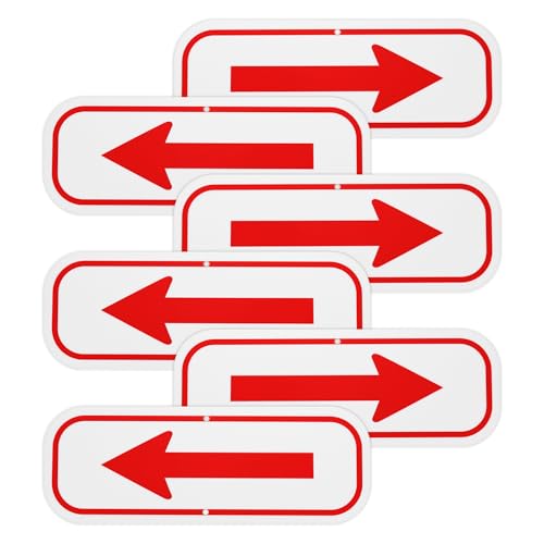 M METERXITY 6-Pack Red Arrow Signs, 9.84 x 3.54 Aluminum Ref