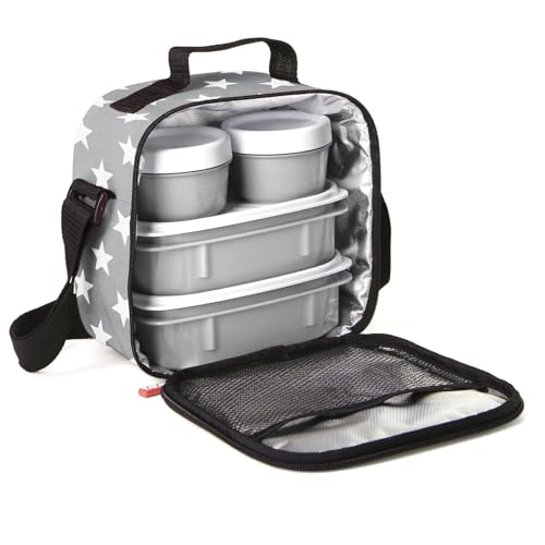 Miniatura 3 de Tatay Bolsa Termica Porta Alimentos Impermeable - Urban Food Casual 3l 4 Fiambreras: 2x0,5l 2x0,2l Triple Capa Aislante Cuerpo Semirrígido Bolsillo Interior 22,5x10x22cm, Estrellas Gris