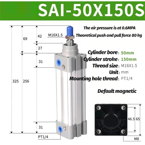 Vérin SAI 50 double effet pour remplacer un vérin pneumatique usé