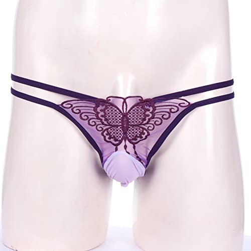 AGJGFM Men's Lace Sissy Pouch Panties Crossdress U Convex Bag Underwear Transparent Knickers3