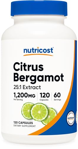 Proteínas, Nutricost Citrus Bergamot 1200 mg - 120 Cápsulas - Extracto Potente 25:1 de Bergamota - Antioxidante Natural para Niveles Saludables Hecho en USA