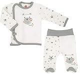 Makoma Baby Erstausstattung Set Unisex - Strampelhose mit Fuß Langarm Wickeljacke Bekleidungsset 2tlg. Für Neugeborene Teddy (62)