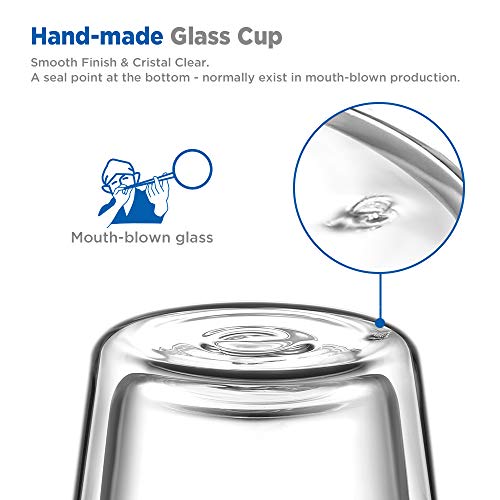 ecooe 2x450ml Tazas de Café de Cristal,Vasos de Doble Pared con Asa,Tazas de Vidrio Borosilicato para Té,Café,Leche… - Imagen 3