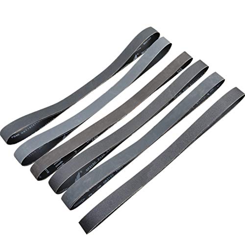 12 PCS 2 x 72 Inch Silicon Carbide Sanding Belts Assortment- 80 120 240 400 800 1000 Grits Premium Sander Belts For Knife Sharpening and Metalworking