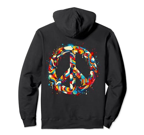 Cool Peace Sign Symbol Arte Abstracto Estilo Hombres Mujeres Sudadera con Capucha