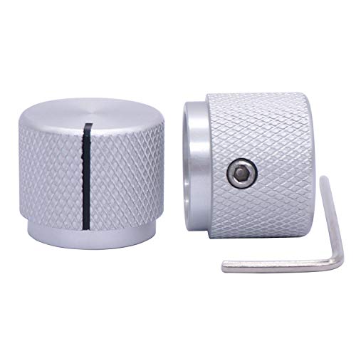 Taiss/ 2pcs Silver Color Aluminum Rotary Electronic Control Potentiometer Knob for 6 mm Diameter Shaft , Volume Control Knob , Audio knob, Guitar Knobï¼ŒSwitch Knob, 20mm Dia. x 17mm Height