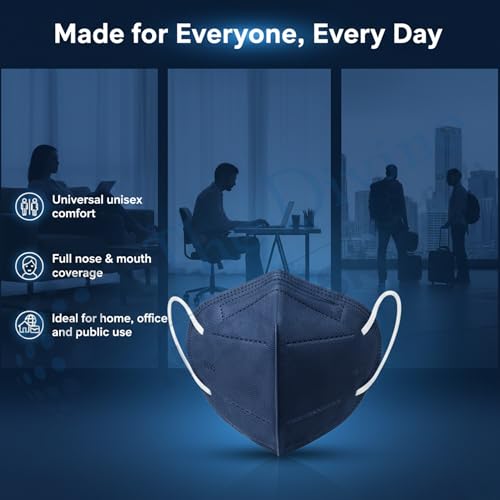 Image of Reusable & Washable Face Mask - Breathable Foldable Non-Woven Fabric Mask with Adjustable Ear Loops for Everyday Use, Comfortable Unisex Fit