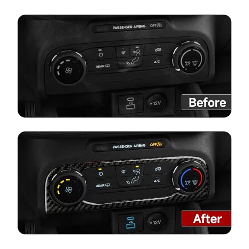 Image of Car Carbon Fiber Center Console AC Switch Panel Sticker Trim Cover Interior Decoration Accessories for Ford Bronco Sport 2021-2024 / Explorer & Kuga 2020-2024