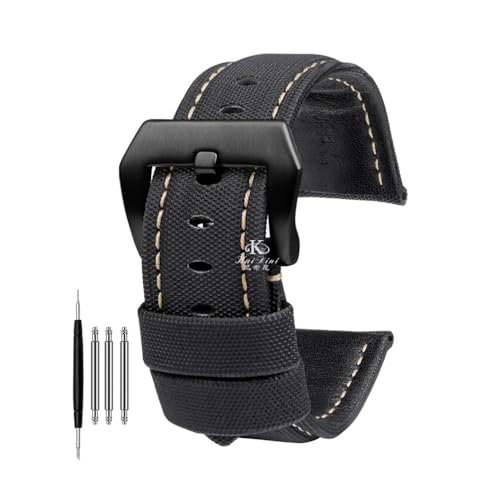 Bracelet de montre en cuir pour Panerai PAM01661 | Texture nylon élégante noire et bleue