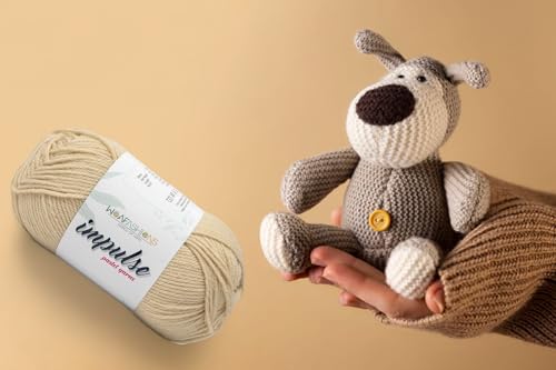 Image of Impulse Hand Knitting & Crochet Yarn, Premium Acrylic, 4 : Medium (Beige) (4x100gms / 14.1oz)