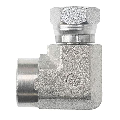 Image of Brennan Industries 1502-08-08-FG Forged Steel 90 Degree Elbow Adapter, 1 /2 inch Female Pipe x 1 /2 inch Female Pipe Swivel, 1.000 inch Hex, 0.460 inch Drill