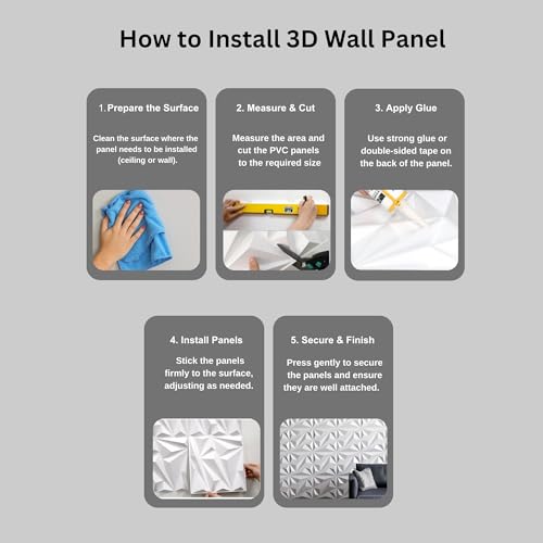 Image of Kayra Decor 3D Wall Panel PVC Artisian Design White Tail Color 19.7 inch x 19.7 inch (Pack of 40) - Covers 107.80 Sq. Ft.
