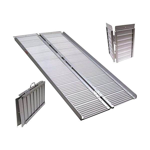 Alu Rampe Rollstuhlrampe 182cm 270kg -06065- klappbare Rollstuhl Laderampe 1,8m faltbare Aluminium Rampe AWZ