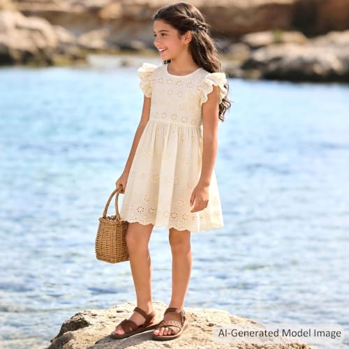 Image of Felix & Flora Toddler Girl Sandals - Little Girl Easter Dress Shoes Lightweight Open Toe Beach Holiday Flats