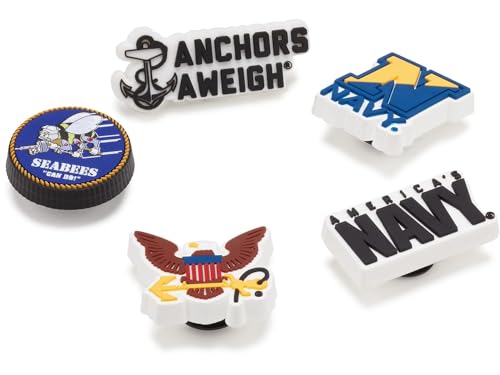 Image of Crocs Unisex's Jibbitz Military Shoe Charms for Adults, US Navy, 5 Pack