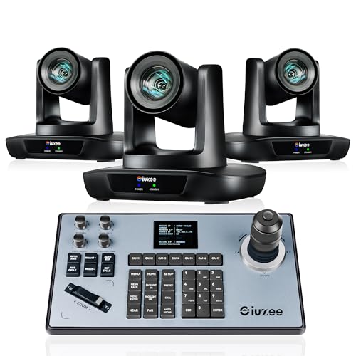 Image of iuZee PTZ Camera Bundle 30X Optical Zoom AI Auto Tracking USB HDMI SDI IP Live Streaming Camera (2pcs) 4D Joystick PTZ Controller for Church Education Sport Events vMix OBS YouTube (UHD30Nx3+KB200)