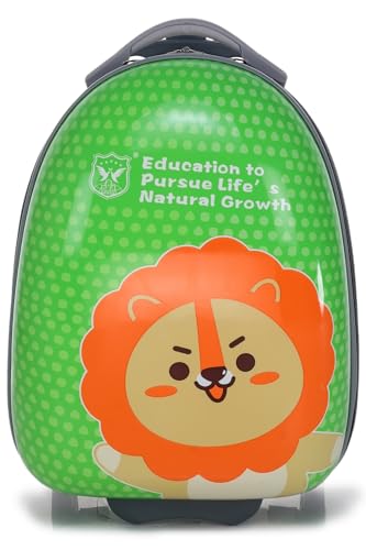 Image of ACEPACK Kids Trolley 15 inch Green Polycarbonate Rolling Suitcase for Kids, Carry-On Hard Sided Travel Trolley