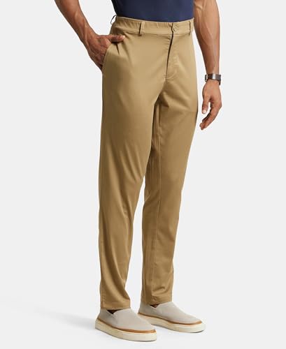 Image of Jockey IM26 Men's Super Combed Cotton Rich Elastane Stretch Woven Fabric Slim Fit All Day Pants with Side Pockets