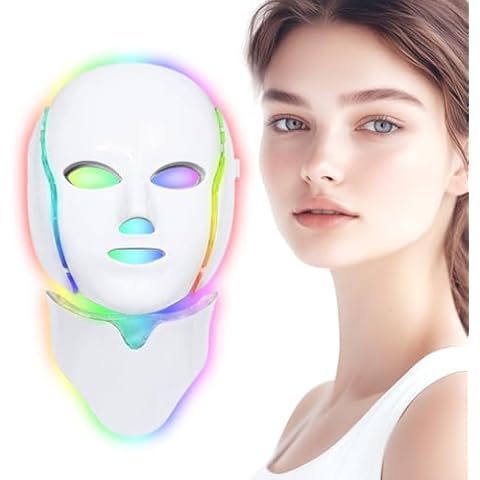 Yahi Led Face Mask Light Therapy, Red Light Therapy for Face, 7 Led Light Therapy Facial Skin Care Mask At Home Cover