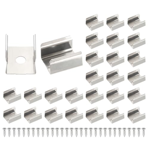 Image of PATIKIL LED Strip Clips, 30pcs Stainless Steel Mounting Brackets Fixing Clip Clamp Support Holder with Screws for 11mm to 12mm LED Strip Lighting Cable