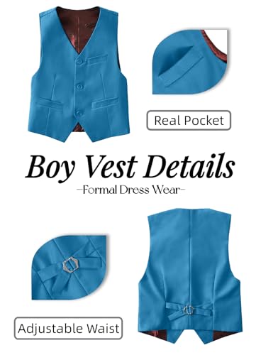 Image of YuanLu Toddler Boys Formal Suits Set,Vest Pants Dress Shirt and Tie for Kids Boy Wedding Ring Bearer Oufit