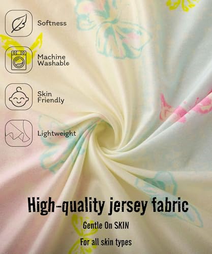 Image of Jersey Butterfly Crib Sheets for Baby Girls,52 inchx28 inchx8, 2 Pack,Pink Cute Kawaii Standard Oval /Retangle Fitted Crib Sheets for Toddler,Super Soft Breathable